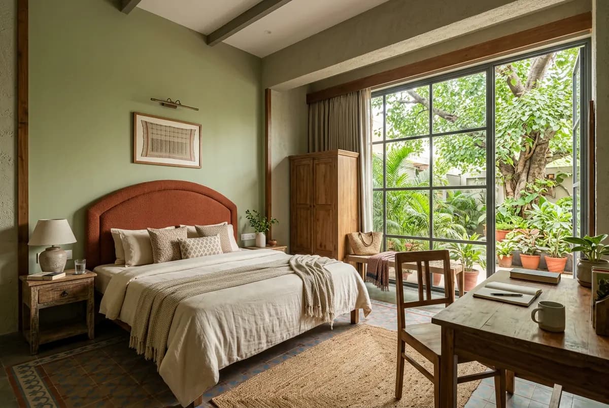A thoughtfully furnished guest room